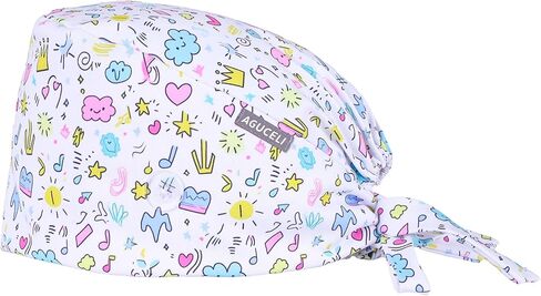 Scrub Caps for Women,Adjustable Surgical Nurse Cap with Button,Scrub Hats Women with Sweatband,Flower Pattern in Saudi Arabia