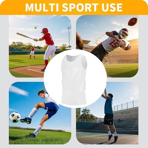 Kids Padded Compression Shirt Football Rib Protectors Chest Guard 4-Pads Padded Shirt Protective Gear for Baseball in Kuwait