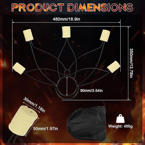 Fire Fans for Dancing (Pair), 5 Wick Lotus Fans with 2" Woven Aramid Fiber Kevlar Heads, Durable Fire Performance Gear for Festivals & All Levels of Dancers in Saudi Arabia