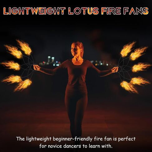 Fire Fans for Dancing (Pair), 5 Wick Lotus Fans with 2" Woven Aramid Fiber Kevlar Heads, Durable Fire Performance Gear for Festivals & All Levels of Dancers in Saudi Arabia