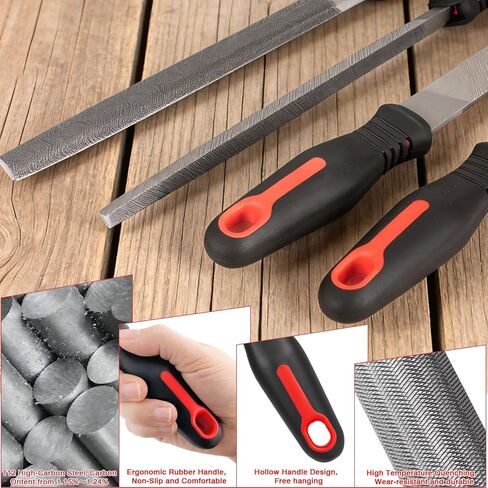 Keze 25 Pcs Metal File Set,Premium T12 Carbon Steel Flat/Half-Round/Round/Triangle Large Files,14 Pcs Needle Files with Case,4 Pcs Sandpaper,Brush,and A Pair of Gloves,for Woodworking. in Kuwait