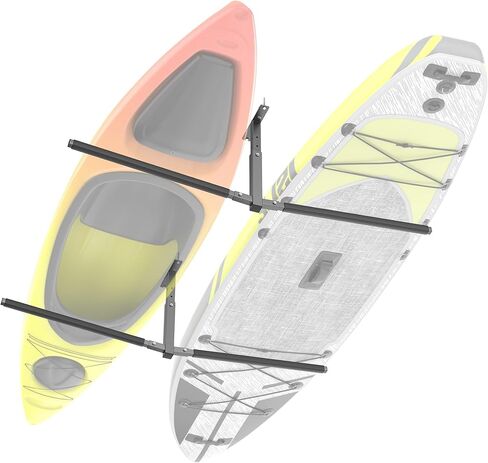 WALMANN Ceiling Kayak Storage Rack for Garage, Heavy-Duty Overhead Kayak Hanger Holds 2 Kayaks, Snowboards, Surfboards, Paddleboards & SUPs, Space-Saving Ceiling-Mount Storage Rack in Saudi Arabia