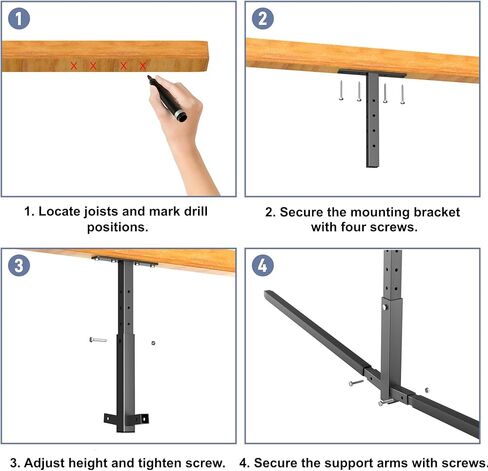 WALMANN Ceiling Kayak Storage Rack for Garage, Heavy-Duty Overhead Kayak Hanger Holds 2 Kayaks, Snowboards, Surfboards, Paddleboards & SUPs, Space-Saving Ceiling-Mount Storage Rack in Saudi Arabia