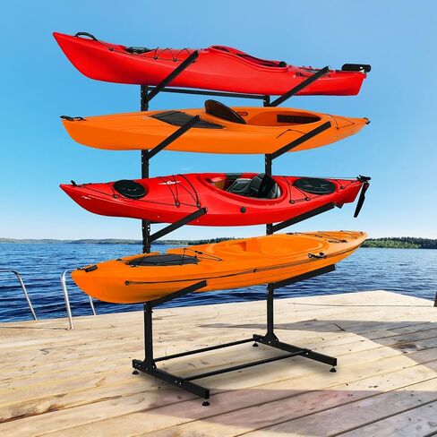 Freestanding Kayak Storage Rack – Vertical 2/3/4-Tier Organizer for Kayaks, Canoes & Paddleboards, Heavy-Duty Indoor/Outdoor Stand with Protective Foam Padding in Kuwait