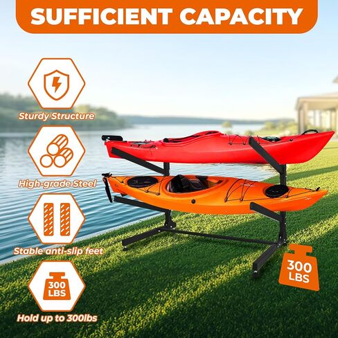 Freestanding Kayak Storage Rack – Vertical 2/3/4-Tier Organizer for Kayaks, Canoes & Paddleboards, Heavy-Duty Indoor/Outdoor Stand with Protective Foam Padding in Saudi Arabia