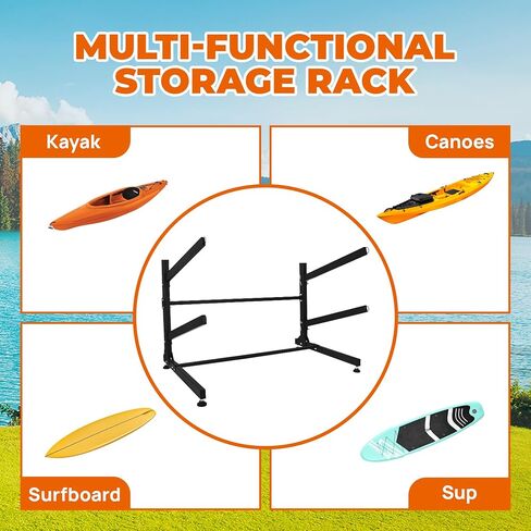 Freestanding Kayak Storage Rack – Vertical 2/3/4-Tier Organizer for Kayaks, Canoes & Paddleboards, Heavy-Duty Indoor/Outdoor Stand with Protective Foam Padding in Saudi Arabia