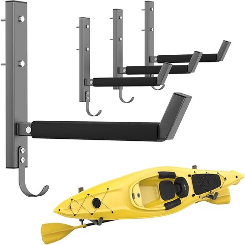 WALMANN Wall Mount Kayak Rack for Garage, Heavy-Duty Kayak Storage Hangers with Paddle Hooks, 200 lbs Capacity, Wall-Mounted Board Holder in Kuwait