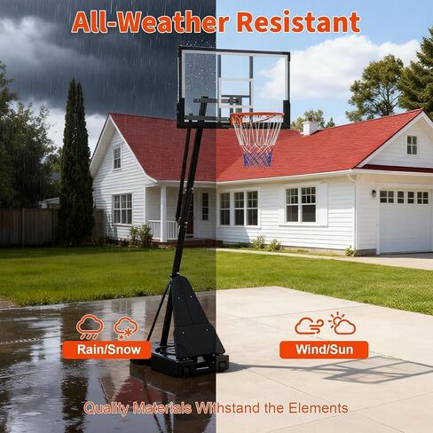 طوق كرة السلة المحمول في الهواء الطلق، لوحة خلفية للكمبيوتر الشخصي مقاومة للكسر مقاس 48 بوصة، نظام هدف طوق كرة السلة بارتفاع 4.9-10 أقدام قابل للتعديل، حامل متنقل مع عجلات وقاعدة مرجحة للعب في الفناء الخلفي للممر in Kuwait