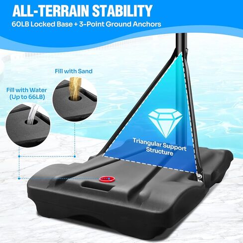 Pool Basketball Hoop 7- Height Adjustable Swimming Pool Basketball - Pool Accessories with LED Light, 2 Balls & Pump, Water Basketball Goals System, Portable Basketball Hoop in Kuwait