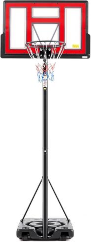 Sweetcrispy Portable Basketball Hoop Outdoor, Adjustable Height, Shatterproof Backboard/Shock Absorbent Rim, Fillable Base, 2 Wheels for Backyard/Driveway in Kuwait