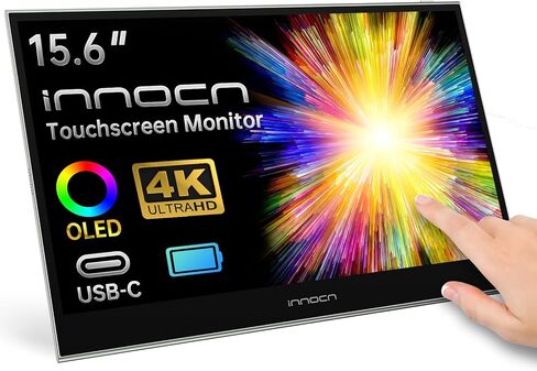 INNOCN 15.6" Portable Monitor OLED Touch Second Screen for Photo Editing with 4K, 100% DCI-P3, 100000:1, 10Bits, USB C External Monitor for Laptop,PC, Phone,Consoles, Brown in Kuwait