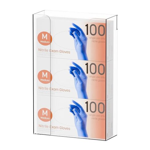 Yieach Acrylic Glove Box Holder Wall Mount With Adhesive,No Drilling Disposable Medical Rubber Glove Holder on Wall & Hanging Hospital Hair Net,Mask,Latex Gloves Dispenser,Gloves Rack & Storage,Clear in Saudi Arabia