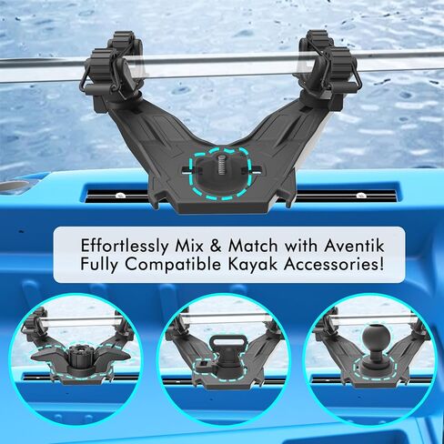 3011 Multifunctional Kayak Paddle Holder, Space-Saving Kayak Paddle Holder, Offset Paddle Holder Kayak Track Mount, Kayak Rail Accessories for Fishing in Saudi Arabia