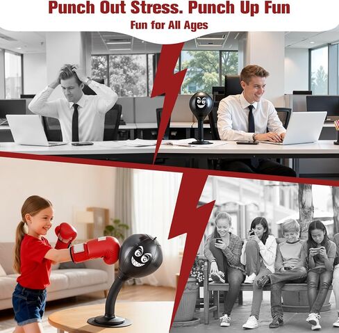 Desktop Punching Bag, Small Relaxing Punch Rage Bag Stress Relief with Upgraded Strong Suction Cup & All-Around Foam Protect Spring, Portable Tabletop Boxing Ball for Adult Youth Office Friends in Kuwait