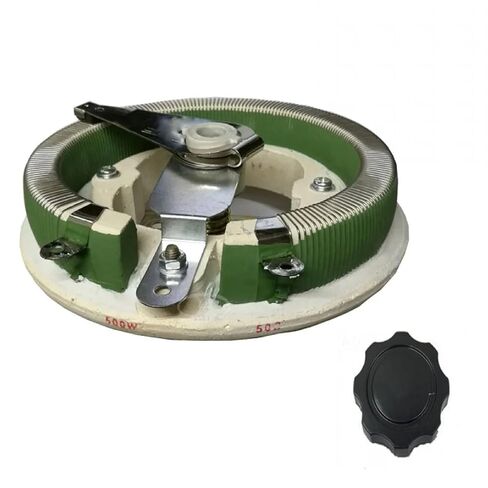 High Power Wirewound Variable Resistor, 25W-500W Adjustable Disc Rheostat with Rotary Control Knob, Through Hole Mount, 5% Tolerance (200W-200R) in Kuwait