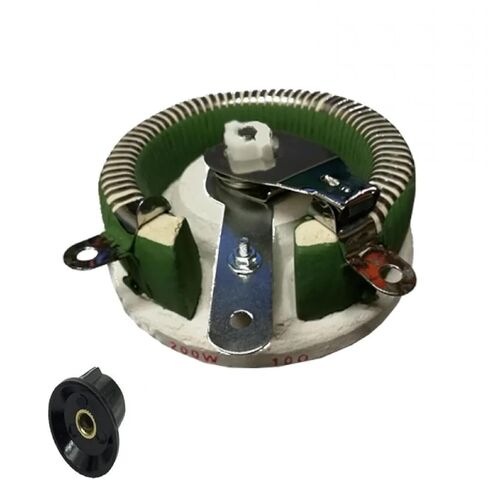 High Power Wirewound Variable Resistor, 25W-500W Adjustable Disc Rheostat with Rotary Control Knob, Through Hole Mount, 5% Tolerance (200W-200R) in Kuwait