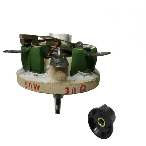 High Power Wirewound Variable Resistor, 25W-500W Adjustable Disc Rheostat with Rotary Control Knob, Through Hole Mount, 5% Tolerance (200W-200R) in Kuwait