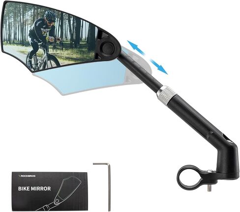 ROCKBROS Bike Mirrors for Handlebars, HD Anti-glare & Scratch Resistant Rear View Bicycle Mirrors, Foldable, Retractable & Adjustable Mount for 21-24cm Handlebar, Ebike, Escooter Accessories (Left) in Saudi Arabia