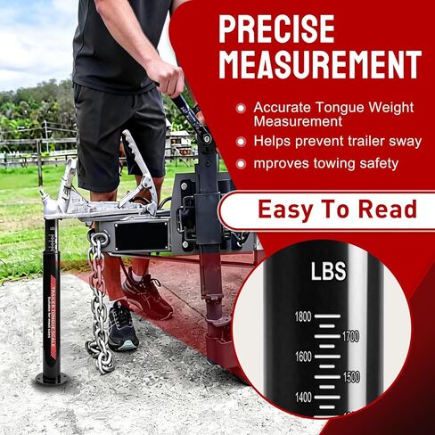 مقياس وزن لسان المقطورة RV، مقياس وزن وصلة السحب عالي التحمل يصل إلى 1800 رطل، قياس دقيق لحمل اللسان للمركبات الترفيهية ومقطورة السفر ومقطورة القارب، يضمن سحبًا آمنًا ومستقرًا in Kuwait