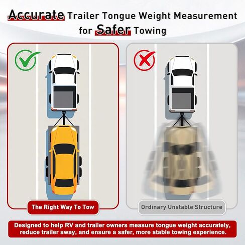 مقياس وزن لسان المقطورة RV، مقياس وزن وصلة السحب عالي التحمل يصل إلى 1800 رطل، قياس دقيق لحمل اللسان للمركبات الترفيهية ومقطورة السفر ومقطورة القارب، يضمن سحبًا آمنًا ومستقرًا in Kuwait