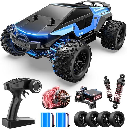 DEERC 9308E 1:16 All Terrain Fast RC Monster Truck 40 KPH for Boys age 8-12,4WD High Speed RC Dinosaur Truck,2.4Ghz Off-Road Remote Control Cars with 2 Batteries 2 car shell, Toy Vehicle Gift for Kids in Saudi Arabia