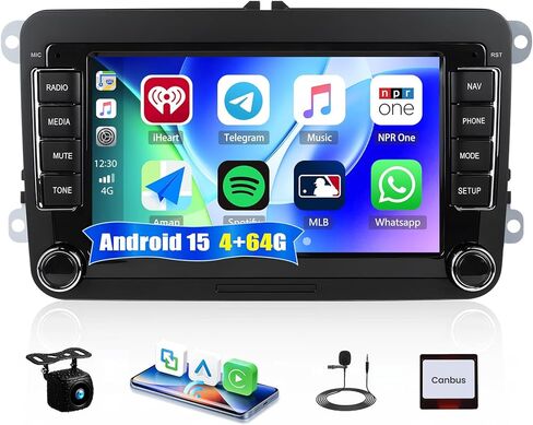 4G+64G 8 Core ، Android 13 Car Radio Stereo for Volkswagen VW Passat Jetta Golf Touran Seat Skoda Apple Carplay Android Auto 9 " in Kuwait