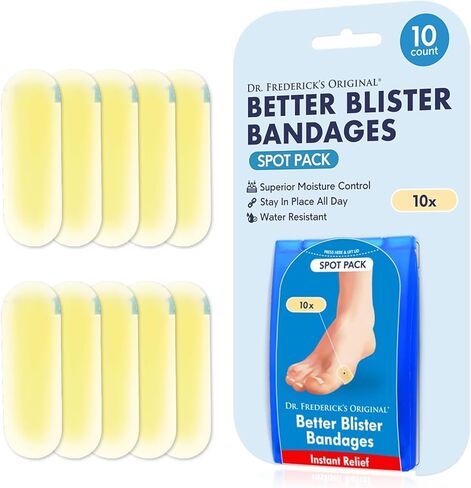 Dr. Frederick's Original Hydrocolloid Blister Bandages - 12 ct - Waterproof Heel Toe Pads - 40% More Cushioning - Blister Prevention & Treatment - Variety Pack Includes Heel, Toe, Spot Bandages in Kuwait