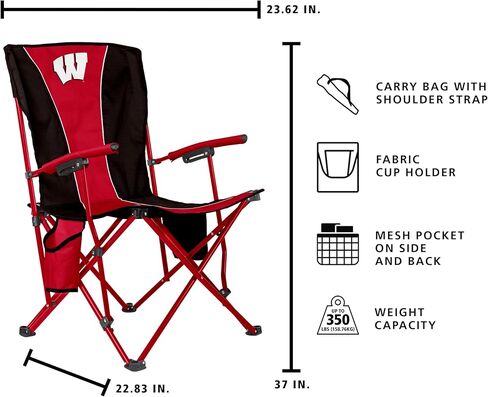 FANMATS NCAA Wisconsin Badgers Hard Arm Chair – Steel Frame with Double Layered Polyester | Team Color | Mesh Cup Holders in Saudi Arabia