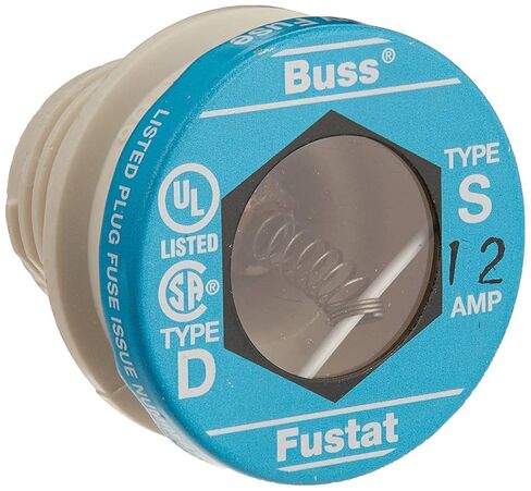 Bussmann BP/S-12 12 Amp Type S Time-Delay Dual-Element Plug Fuse Rejection Base 125V Ul Listed, Carded by Bussmann in Saudi Arabia