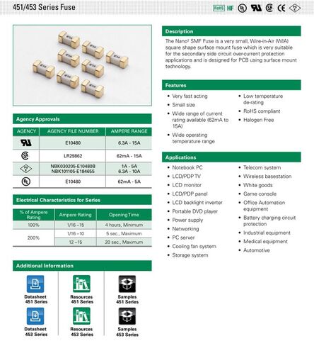 SMT SMD 1808 0451 2410 Fuse - Fast Acting Ceramic Surface Mount 2410 Fuse - 5 Pcs (5A) in Kuwait