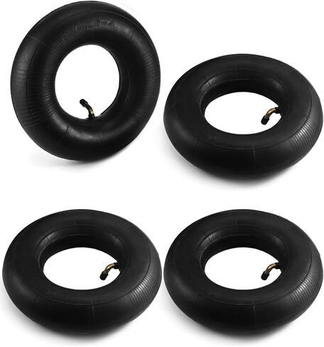 QWORK 4.10/3.50-4 Wheelbarrow Inner Tube, 4 Pack Replacement Inner Tubes, Bent Valve, for Lawn Movers, Hand Trucks in Saudi Arabia