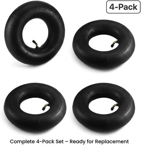 QWORK 4.10/3.50-4 Wheelbarrow Inner Tube, 4 Pack Replacement Inner Tubes, Bent Valve, for Lawn Movers, Hand Trucks in Saudi Arabia