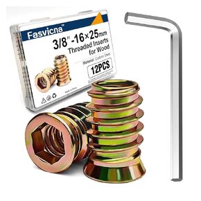 3/8"-16 × 25 مم إدراجات مترابطة للخشب، صواميل إدراج محرك سداسي لإصلاح الأثاث، 12 عبوة in Kuwait