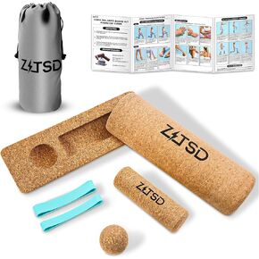 Natural Cork Balance Board Kit - 4-in-1 Foot & Ankle Strengthener with Half-Cylinder Boards, Mini Roller, Massage Ball & Toe Resistance Bands - Portable Balance Trainer for Home, Office & Gym in Saudi Arabia