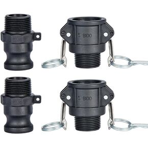 2 pcs Polypropylene Camlock Fittings (1" part B Female Coupler x Male End) Cam and Groove Hose Fittings + 2 pcs PP Cam Lock Fitting (1" part F Male adapter x Male End) in Saudi Arabia