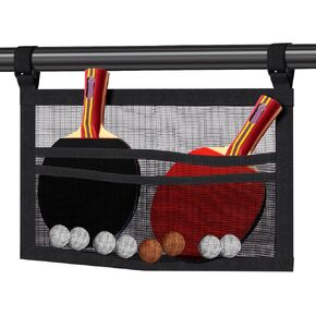 Nezylaf Ping Pong Paddle Holder, Hanging Mesh Storage Bag for Table Tennis Rackets & Balls, Under Table Organizer with Adjustable Straps, Fits Pickleball Paddles in Kuwait
