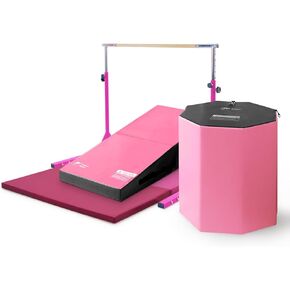 Kangaroo Hoppers Gymnastics Bar Set for Home Gym Exercise, 4×8 FT Gymnastics Mat and Octagon Tumble or Incline Wedge Cheese Mat for Kids Tumbling, Skill Training in Kuwait