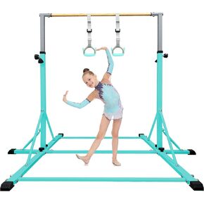 86 قضيب جمباز يورك للأطفال من عمر 3 إلى 20 عامًا، طول قاعدة 5 أقدام، ارتفاع قابل للتعديل من 42 بوصة إلى 63 بوصة، شريط أفقي، شريط كيب للاعبي الجمباز، معدات تدريب الجمباز للمنزل، مركز الصالة الرياضية in Kuwait