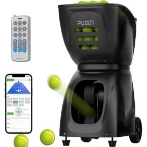 Tennis Ball Machine, PT-MAX C Tennis Ball Launcher for Porfessional Training, 145+Ball Capacity, Dual-Control via App&Remoter, Program/Random/Vary Speed Ball, Compatible with Padel Tennis in Kuwait