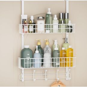 منظم خطافات فوق الباب، تخزين فوق الباب مع 12 خطافًا للمعاطف وسلتين شبكيتين، رف منشفة منظم لباب الحمام، منظم شماعات الباب الخلفي لغرفة النوم، المطبخ (أبيض) in Kuwait