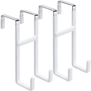 خطاف فوق الباب، عبوتان على الباب مع خطاف مزدوج شماعة معدنية شديدة التحمل مع مطاط غير قابل للانزلاق فوق الباب منظم لتعليق الملابس والمناشف والقبعات (أبيض) in Kuwait