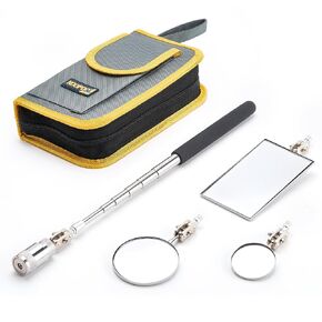 4 قطع مرآة تفتيش تصغير تصغير LED مضاءة ومرآة فحص مرنة أداة فحص مرآة لفحص مراقبة الأجزاء الصغيرة للمركبة (أحمر) in Kuwait