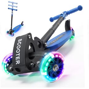 3 Wheel Scooter for Kids Ages 6-12, LED Light-Up Kids Kick Scooter–Portable Foldable, Adjustable Height, Durable Metal Construction, 6" Extra Wide Deck for Outdoor Activities,Child Safety Certified in Kuwait