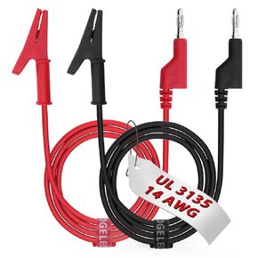 14 Gauge 2pcs 3.3 Ft Stackable 4MM Banana Plug to Alligator Clips UL3135, Heavy Duty Silicone Test Leads Set Jumper Wires Kit for Testing - EDGELEC in Kuwait