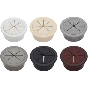 Desk Grommet,Cable Grommet Cable Grommet， 10PCS 50mm / 53mm / 60mm Desk Table ABS & Rubber Cable Hole Caps PC Computer Desk Round Wire Tidy Grommet(Black,60mm) in Saudi Arabia