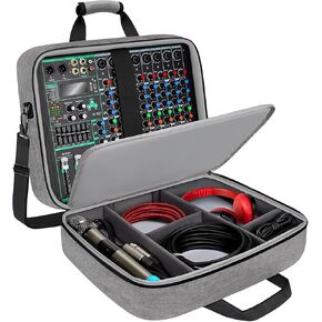Audio Mixer Case 15.5 x 13 x 6 in, Gray DJ Mixer Bag, Podcast Mixer Case with 0.4 in Padding, Adjustable Dividers, Secure Straps, Multiple Pockets, Luggage Strap in Kuwait