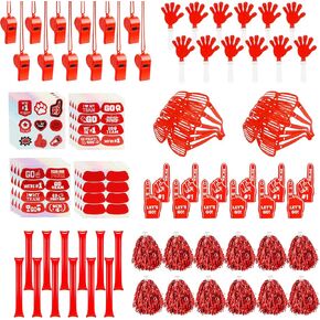 204 Pcs Team Spirit Accessories School Spirit Items - Cheerleading Pom Poms, Whistles, Thunder Sticks, Hand Clappers for Tailgates Football Baseball Sports Events in Kuwait