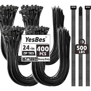 50 PCS Zip Ties 24 Inch Heavy Duty, Large Cable Ties 500lbs Tensile Strength, Black Zip Ties for Indoor and Outdoor Use, Wire Ties in Kuwait