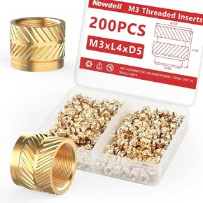Newdeli 200pcs M3 Heat Set Inserts M3x4x5 Threaded Inserts for Plastic and 3D Printing Components Brass Metric Knurled Nuts Kit in Saudi Arabia