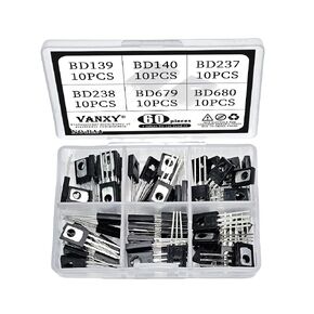 BD139 BD140 BD237 BD238 BD679 BD680 TO-126 Transistor Kits 6Values*10pcs=60pcs Power Transistors for Circuit Design, Repair, Learning & Experiments in Kuwait